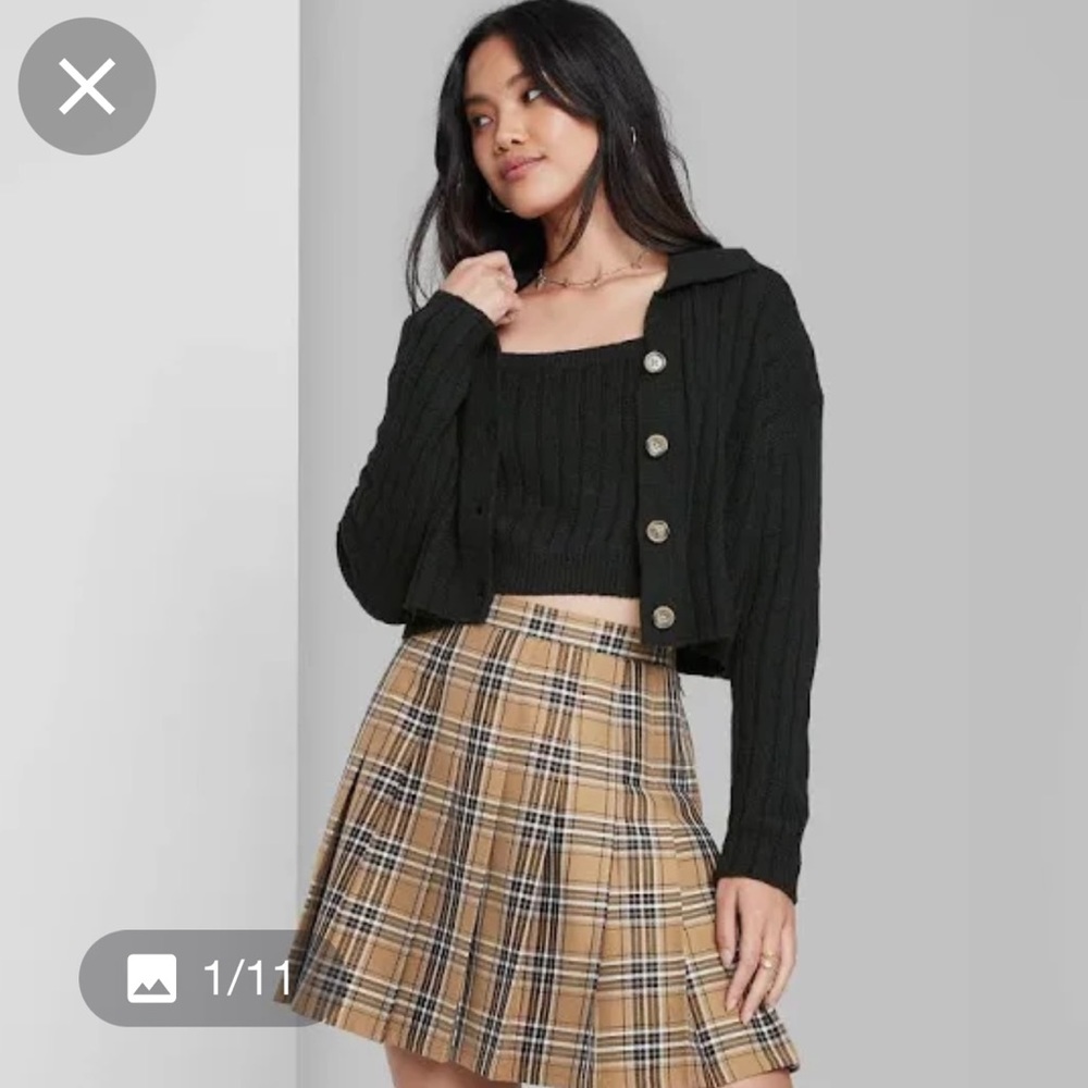 Wild Fable Cropped Ribbed Cardigan Button Down